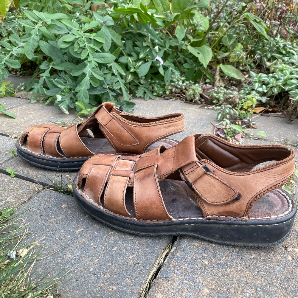 Copy Eurostep TAN Leather Fisherman Sandals, 7.5 Fall Sale